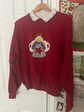 Red Holiday Angel Crewneck Sweater